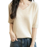 100% Merino Wool Seamless V-Neck Tee Shirt