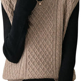 Women's 100% Merino Wool Sweater Vest 2025 Fall Winter Vintage Cable Crew Neck Sleeveless Knit Sweater Vest