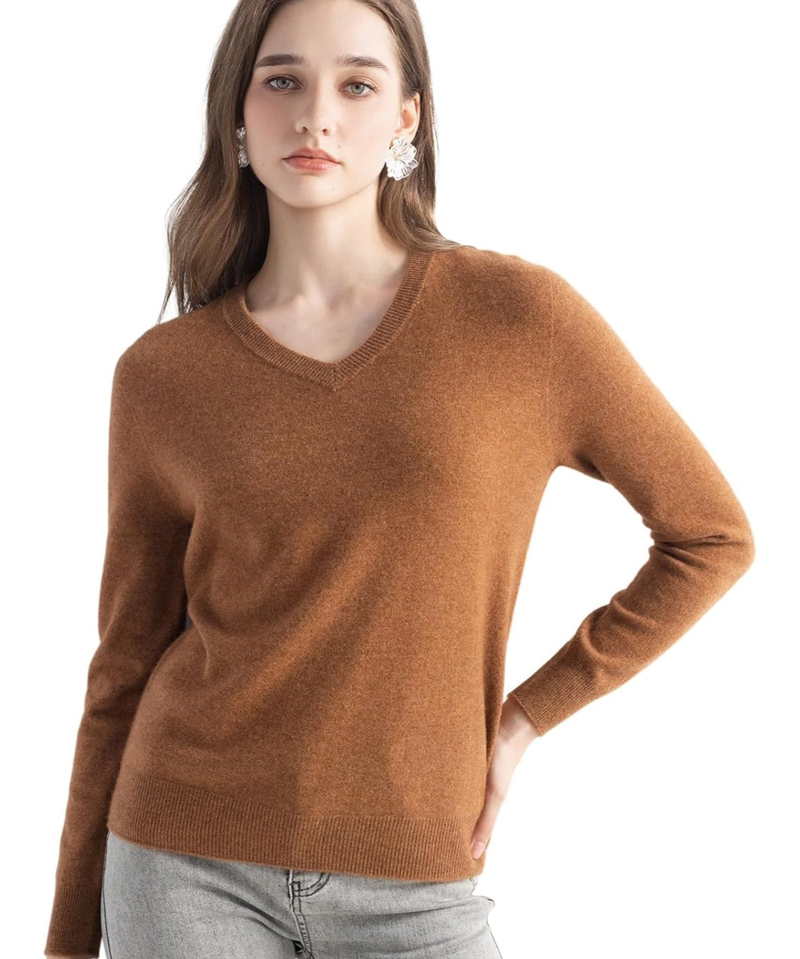 Mongolian Cashmere V-Neck Sweater