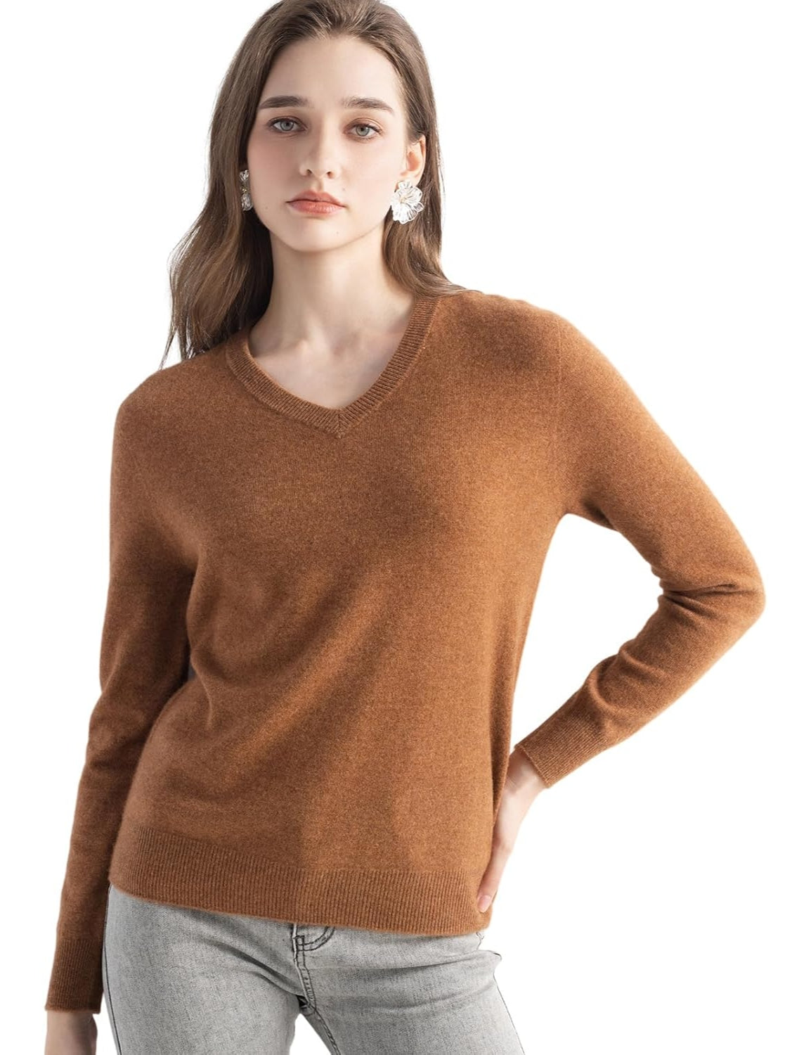 Mongolian Cashmere V-Neck Sweater