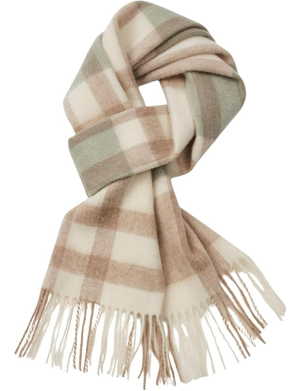100% Merino Wool Scarf Fall Winter Plaid Ultra-Soft