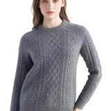 Mongolian Cashmere Cable Crewneck Sweater