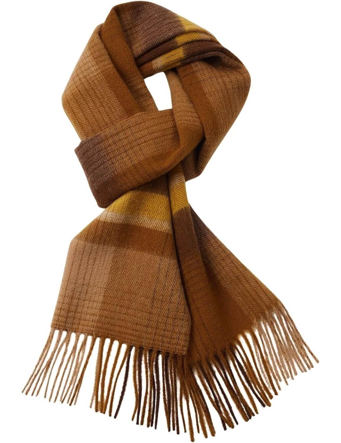 100% Merino Wool Scarf Fall Winter Plaid Ultra-Soft