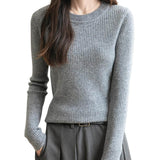 100% Merino Wool Ribbed Crewneck Sweater