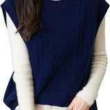 Chanyarn Women's 100% Merino Wool Sweater Vest 2025 Fall Winter Casual Crewneck Cable Sleeveless Knit Sweater Tank Tops