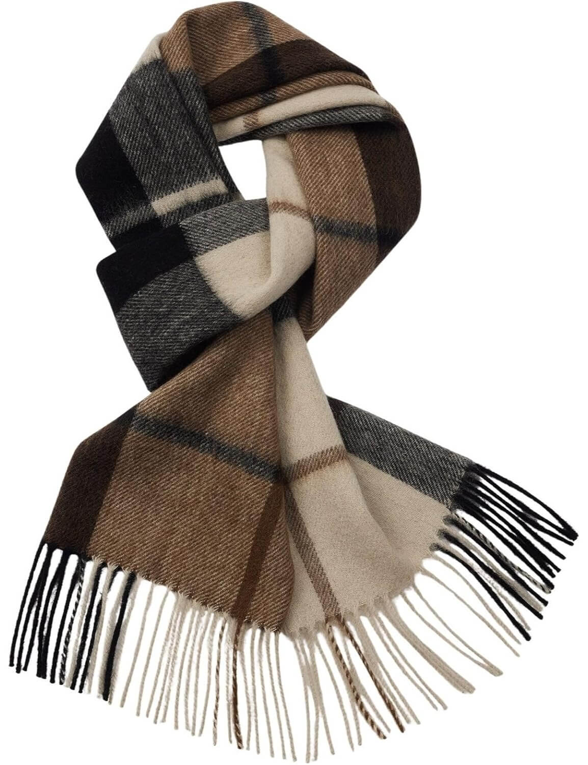 100% Merino Wool Scarf Fall Winter Plaid Ultra-Soft