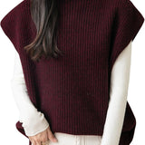 Women's 100% Merino Wool Sweater Vest 2025 Fall Winter Casual Turtleneck Sleeveless Knit Sweater Tank Tops