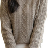 Suéter de lana 100% merino de chanyarn femenino 2025 otoño invierno Básico Básico Cable de manga larga Cabina de manga larga Sétero de cable de punto