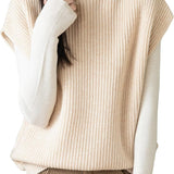Women's 100% Merino Wool Sweater Vest 2025 Fall Winter Casual Turtleneck Sleeveless Knit Sweater Tank Tops