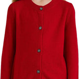 Girls 100% Merino Wool Cardigan 2025 Fall Winter Kids Crew Neck Warm Soft Long Sleeve Knit Cardigan Sweater