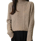 Suéter 100% lã Merino com gola alta