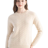 Mongolisk kashmir tröja med rund hals