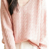 Chanyarn Women's V Neck 100% Merino Wool Oversized Sweater 2025 Fall Winter Vintage Cable Long Sleeve Knit Sweater
