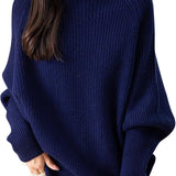 Chanyarn Women's 100% Merino Wool Sweater 2025 Fall Winter Mock Neck Oversized Long Batwing Sleeve Loose Knitted Sweater