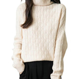 Suéter 100% lã Merino com gola alta