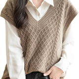 Verser de pull en laine 100% mérinos féminin 2025 Hiver d'hiver Classique V Cable V Cable Câble sans manches Pull à pulls en tricot