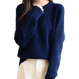 Suéter clássico 100% lã merino com gola redonda