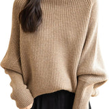 Chanyarn Women's 100% Merino Wool Sweater 2025 Fall Winter Mock Neck Oversized Long Batwing Sleeve Loose Knitted Sweater