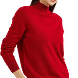 100% Pure Cashmere Women's Sweater Mock Neck Long Sleeve Warm Soft 2025 Fall Winter Knit Pullover