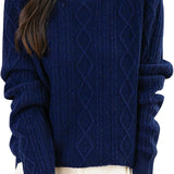 Suéter de lana 100% merino de chanyarn femenino 2025 otoño invierno Básico Básico Cable de manga larga Cabina de manga larga Sétero de cable de punto