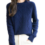 Suéter 100% lã merino com gola redonda