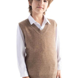Boys & Girls 100% Merino Wool V-Neck Sleeveless Knit Sweater Vest