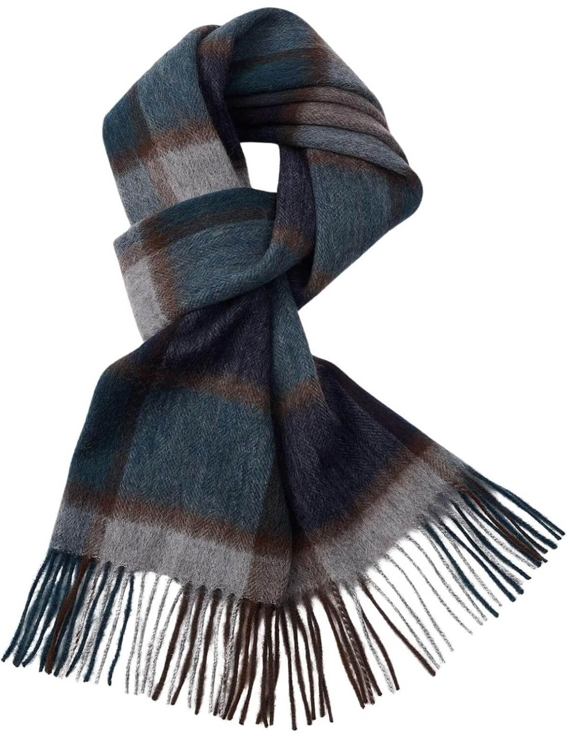 100% Merino Wool Scarf Fall Winter Plaid Ultra-Soft