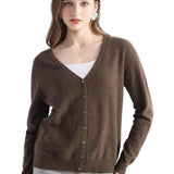 Mongolian V-Neck Knitted Cashmere Cardigan