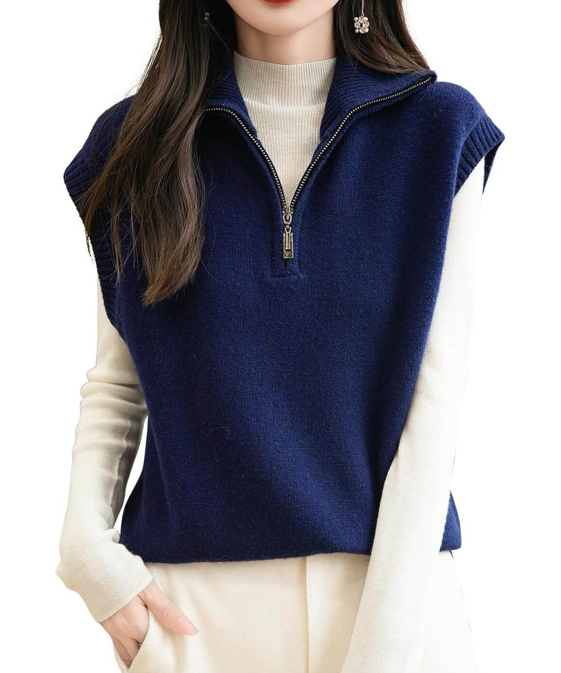 100% Merino Wool 1/4 Zip Sweater Vest