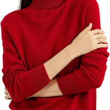 Women's 100% Pure Cashmere Sweater Turtleneck Long Sleeve Warm Soft 2025 Fall Winter Knit Pullover