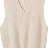 Women's 100% Merino Wool Sweater Vest 2025 Spring Classic V Neck Casual Sleeveless Knit Sweater Vest