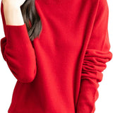 Chanyarn Women's 100% Merino Wool Seamless Sweater Mock Neck First-Line Ready to Wear Long Sleeve Knitted Pullover Tops