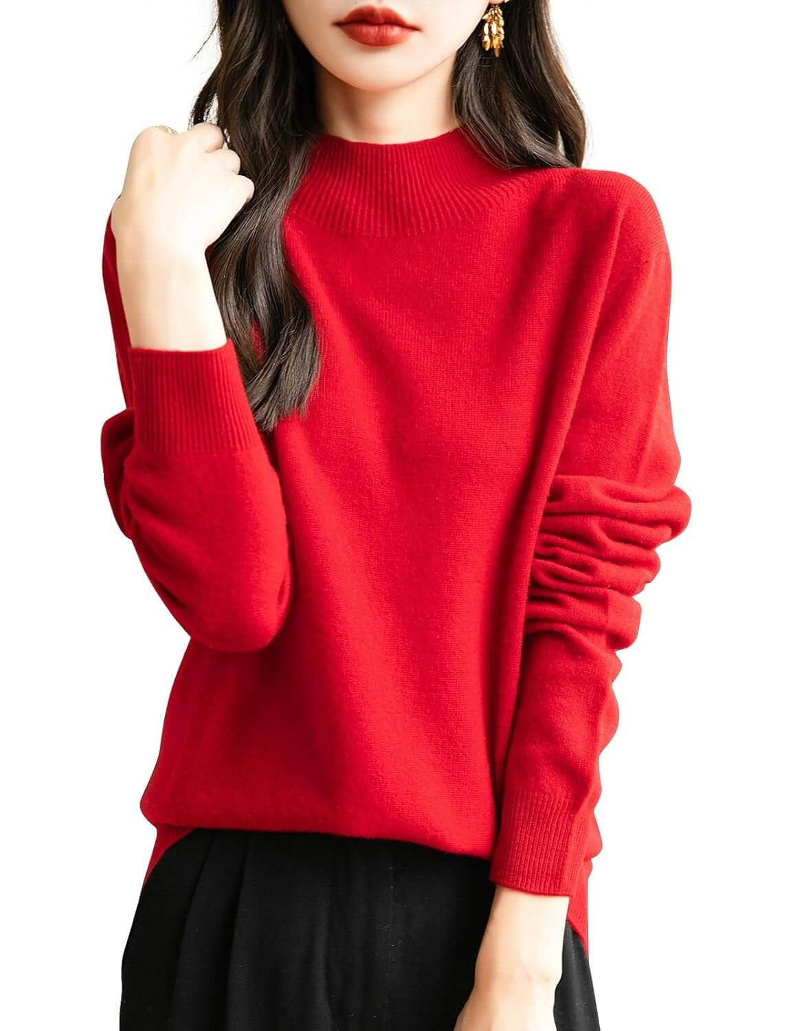 Maglione a collo finto senza cuciture 100% lana merino australiana