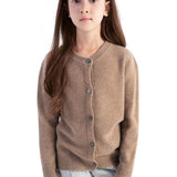 Cardigan feminino 100% lã merino sem costura com gola redonda