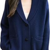 Chanyarn Women's 100% Merino Wool Sweater 2025 Fall Winter V Neck Lapel Button Down Long Sleeve Knit Cardigan with Pocket