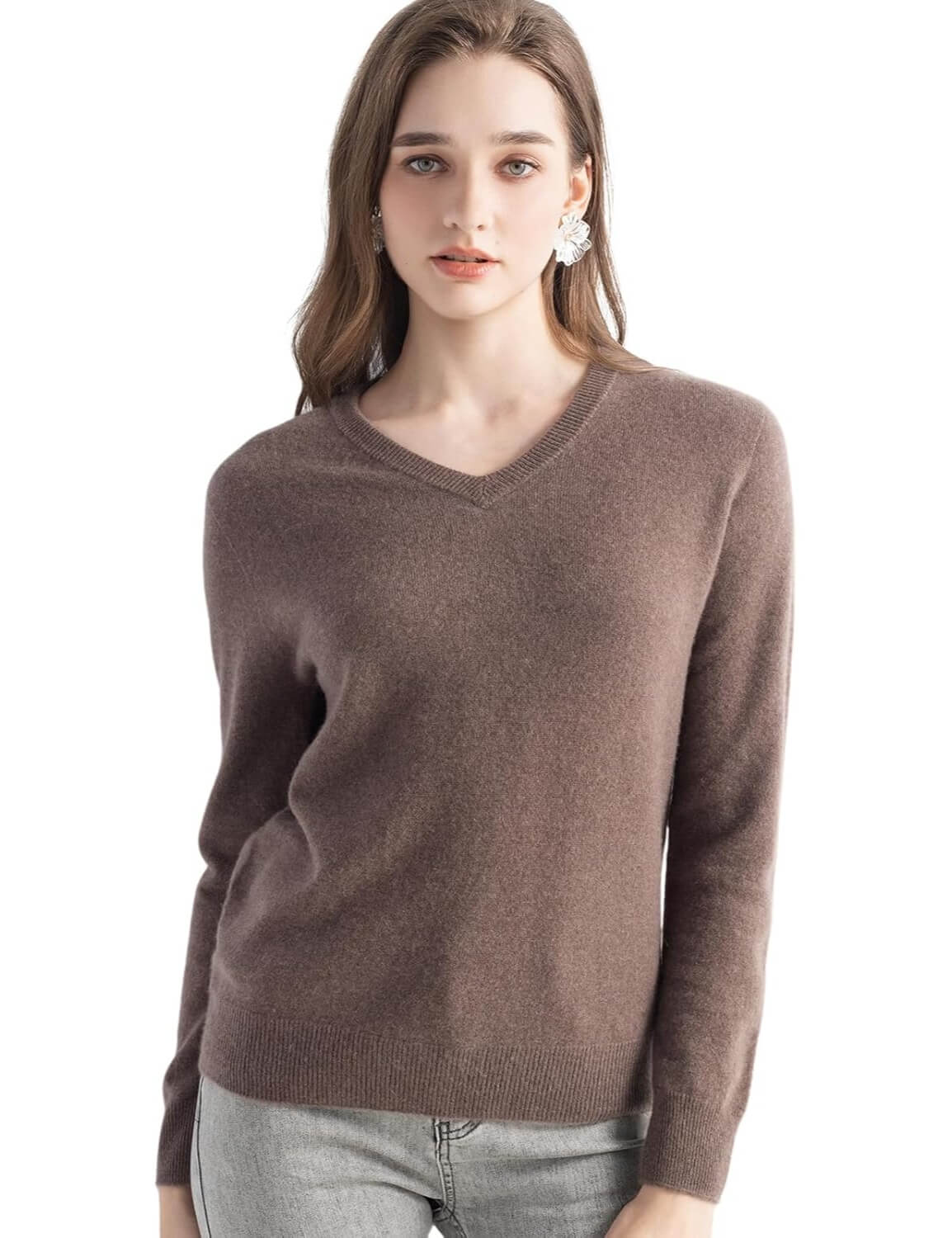 Mongolian Cashmere V-Neck Sweater