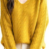 Chanyarn Women's V Neck 100% Merino Wool Oversized Sweater 2025 Fall Winter Vintage Cable Long Sleeve Knit Sweater