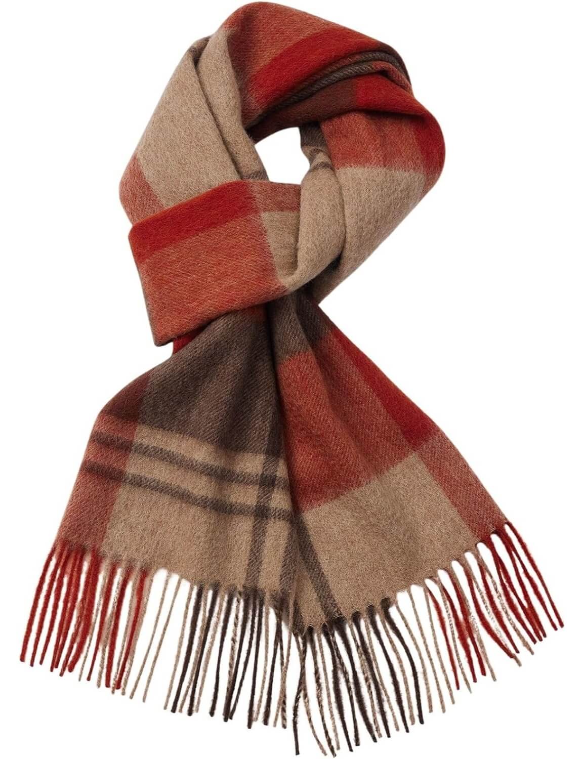 100% Merino Wool Scarf Fall Winter Plaid Ultra-Soft