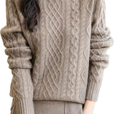 Chanyarn Women's 100% Merino Wool Sweater 2025 Fall Winter Turtleneck Vintage Warm Soft Long Sleeve Cable Knit Sweater