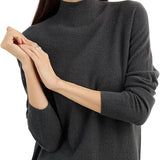 100% Pure Cashmere Women's Sweater Mock Neck Long Sleeve Warm Soft 2025 Fall Winter Knit Pullover
