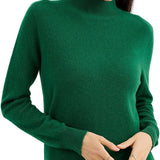100% Pure Cashmere Women's Sweater Mock Neck Long Sleeve Warm Soft 2025 Fall Winter Knit Pullover