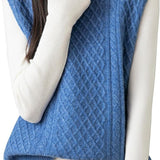Women's 100% Merino Wool Sweater Vest 2025 Fall Winter Vintage Cable Crew Neck Sleeveless Knit Sweater Vest