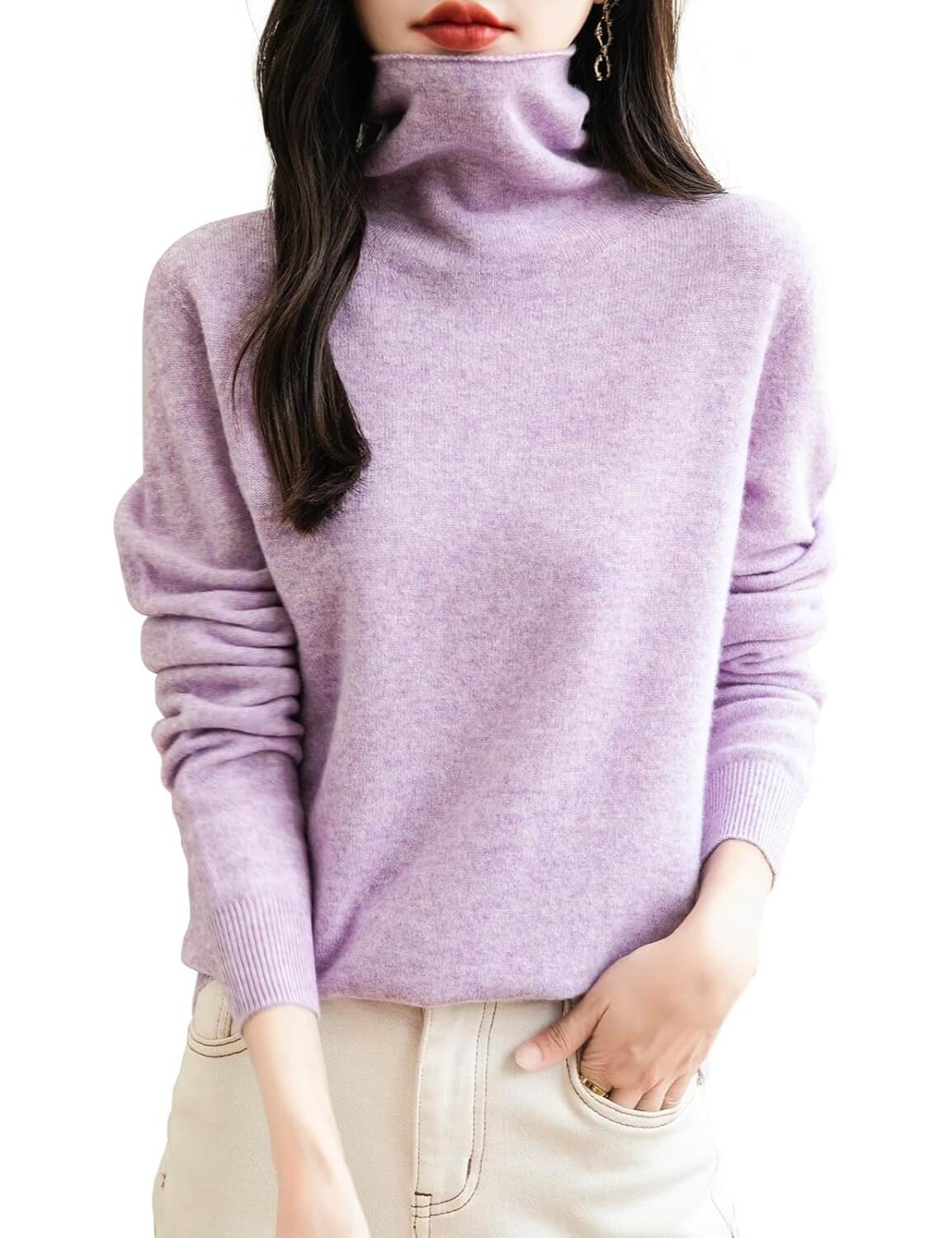 100% Merino Wool Seamless Turtleneck Sweater