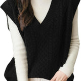 Chanyarn Women's 100% Merino Wool Sweater Vest 2025 Fall Winter Classic V Neck Cable Sleeveless Knit Sweater Tank Tops
