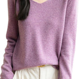 Chanyarn Women's 100% Merino Wool V Neck Sweater 2025 First-Line Ready to Wear Casual Long Sleeve Seamless Knit Sweater