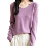 V-halsad sömlös Casual tröja i 100 % merinoull