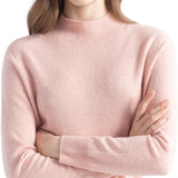 Women's 100% Pure Cashmere Sweater Mock Neck Long Sleeve Warm Leisure 2025 Fall Winter Knit Pullover
