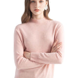 Suéter pulôver 100% puro de caxemira com gola simulada