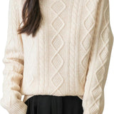 Chanyarn Pull à laine de mérinos de Chanyarn 2025 Automne d'hiver Casual Crewneck à manches longues Câble vintage Pull en tricot