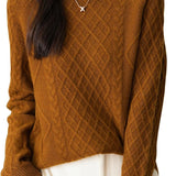 Chanyarn Women's Crew Neck 100% Merino Wool Sweater 2025 Otoño Invierno Clásico Vintage Cable Vintage Cálido de manga larga Sétera de manga larga